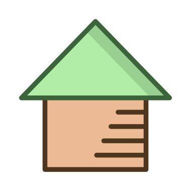 Beyaz arka plan üzerinde izole yeşil ve turuncu ev