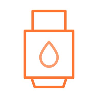 Beyaz arka plan üzerinde izole anahat turuncu benzin pompası