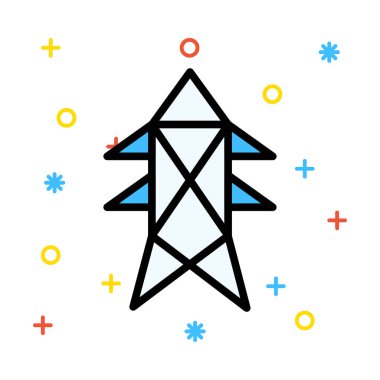 Güç hattı renkli semboller ile beyaz arka plan üzerinde