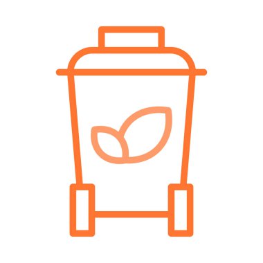 Beyaz arka plan üzerinde izole bin geri dönüşüm turuncu Eko anahat