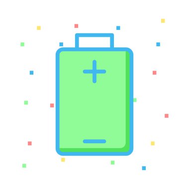 Renkli noktalar beyaz zemin üzerine yeşil pil