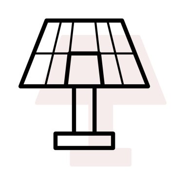 Büyük güneş paneli bej gölge beyaz zemin üzerine izole