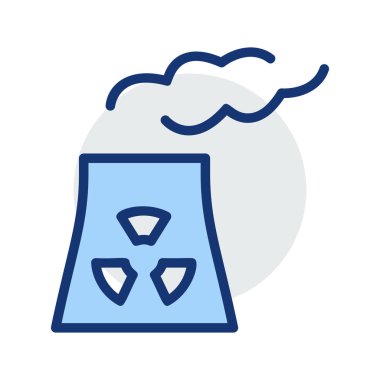 Beyaz arka plan üzerinde izole mavi ve gri renklerde radyoaktif kirlilik