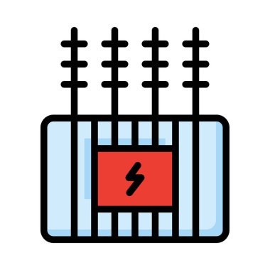 Beyaz arka plan üzerinde izole mavi ve kırmızı yüksek gerilim çit