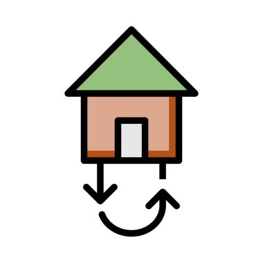 Beyaz arka plan üzerinde izole yeşil ve kahverengi Eko ev konsepti