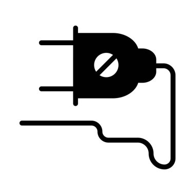 siyah glif fiş üzerinde izole beyaz arka plan 