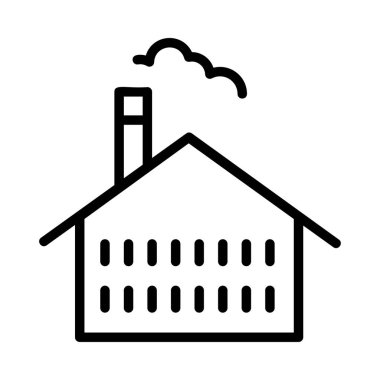 Beyaz arka plan üzerinde izole siyah anahat çalışma fabrika