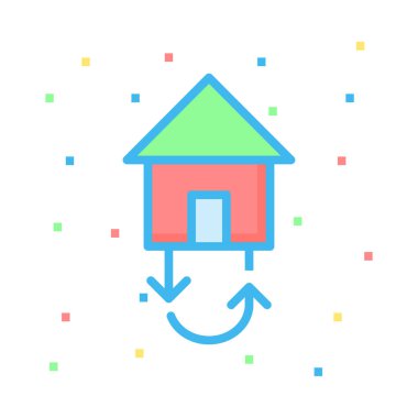 Eko ev konsepti renkli noktalar beyaz zemin üzerine