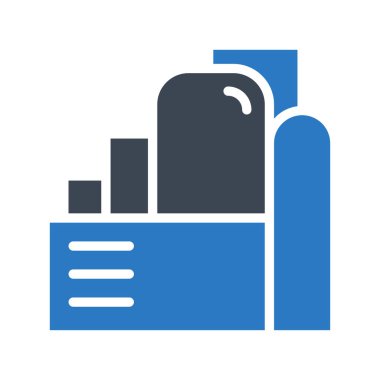 Beyaz arka plan üzerinde izole mavi ve gri modern Fabrikası