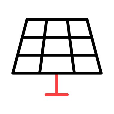 Beyaz arka plan üzerinde izole kırmızı, gri ve siyah renklerde büyük güneş paneli