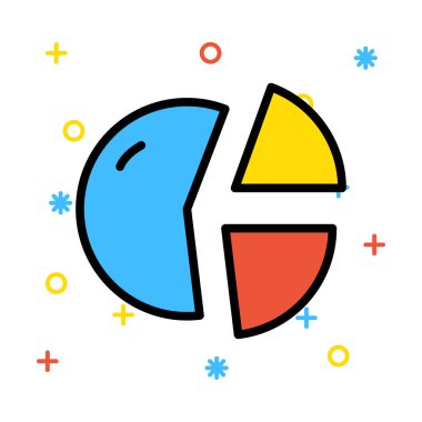 Pasta grafik renkli semboller ile beyaz arka plan üzerinde