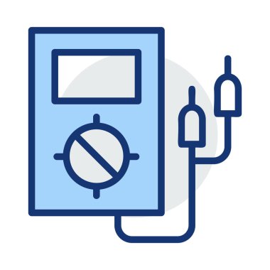 Mavi ve gri renkler beyaz arka plan üzerinde izole kablosu ile güç istasyonu