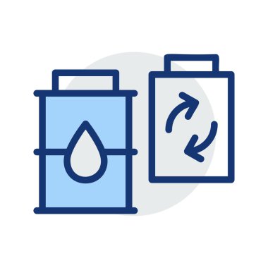 Beyaz arka plan üzerinde izole mavi ve gri renklerde pilleri geri dönüşüm