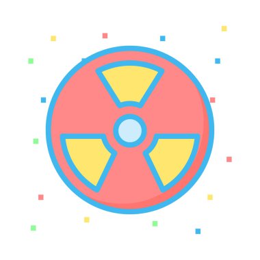 Renkli noktalar ile beyaz arka plan üzerinde radyoaktif işareti