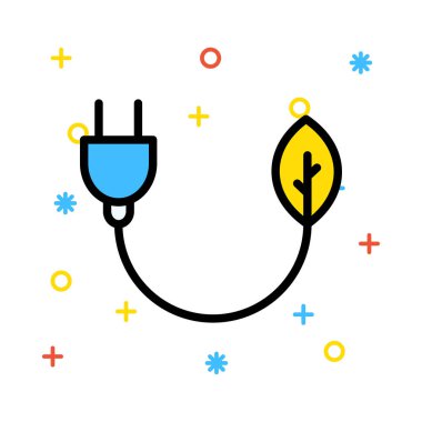 Çizgi ve renkli semboller ile beyaz arka plan üzerinde yaprak ile Plag