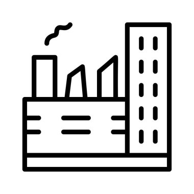 Beyaz arka plan üzerinde izole siyah anahat sigara fabrikası