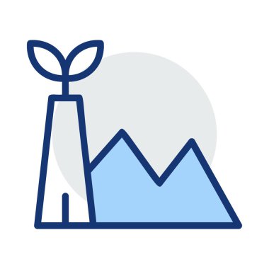 Eko Fabrika beyaz arka plan üzerinde izole mavi ve gri renklerde