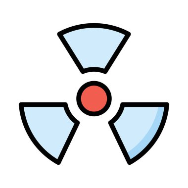 Beyaz arka plan üzerinde izole mavi ve kırmızı radyoaktif işareti