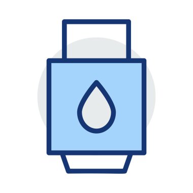 Beyaz arka plan üzerinde izole mavi ve gri renklerde yakıt istasyonu