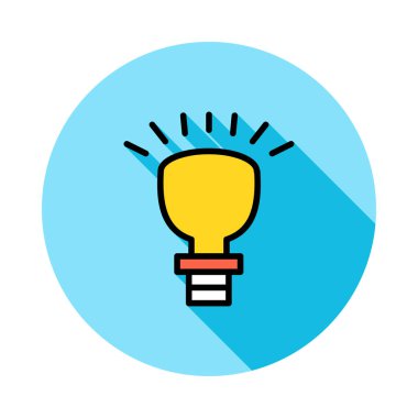 Beyaz arka plan üzerinde daire sarı parlayan ampul