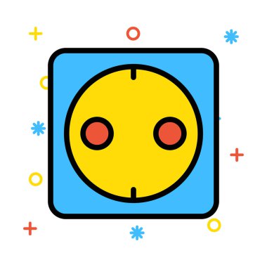 Soketine ve beyaz arka plan ile renkli semboller closeup