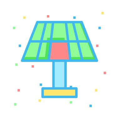 Renkli noktalar beyaz zemin üzerine yeşil güneş paneli 