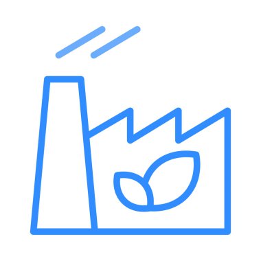 Beyaz arka plan üzerinde izole mavi Eko fabrika anahat