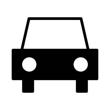 Beyaz arka plan üzerinde izole siyah glif araba  