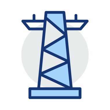 Beyaz arka plan üzerinde izole mavi ve gri renklerde güç hattı