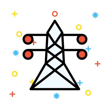 Renkli semboller ile beyaz arka plan üzerinde güç istasyonu