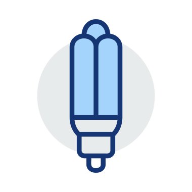 Üçlü enerji tasarruflu ampul beyaz arka plan üzerinde izole gri ve mavi renklerde