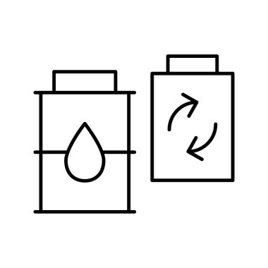 İnce çizgi beyaz arka plan üzerinde izole pillerin geri dönüşümü