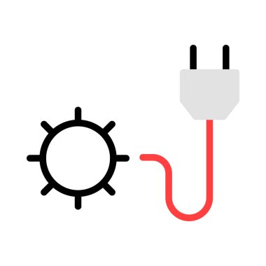 Güneş beyaz arka plan üzerinde izole kırmızı, gri ve siyah renklerde fişli