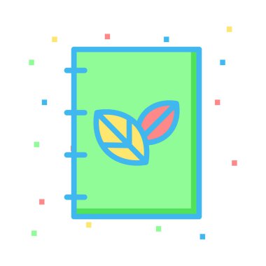 Renkli noktalar beyaz zemin üzerine yeşil kitap yaprakları ile 