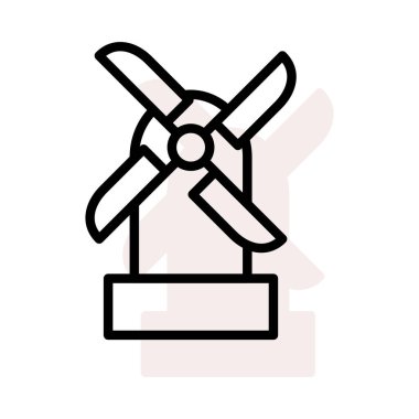 Bej gölge beyaz zemin üzerine izole yel değirmeni