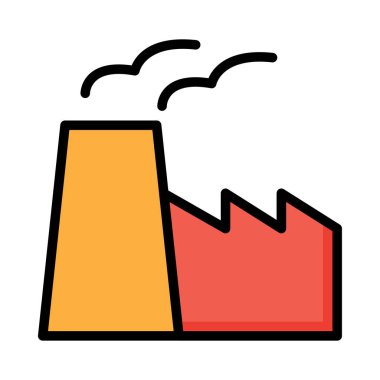 Beyaz arka plan üzerinde izole turuncu ve kırmızı fabrika