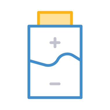 Beyaz arka plan üzerinde izole büyük sarı ve mavi pil