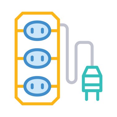 Beyaz arka plan üzerinde izole çizgi stili uzatma kablosu