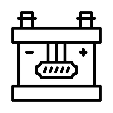 Beyaz arka plan üzerinde izole siyah anahat büyük akümülatör