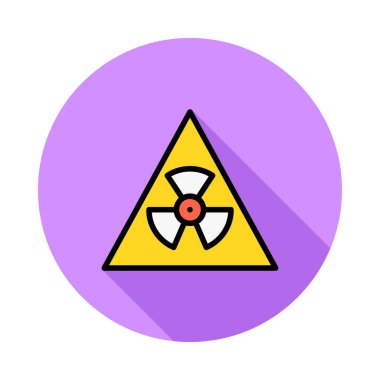 Beyaz zemin üzerinde bir dairede radyoaktif sembol olan üçgen