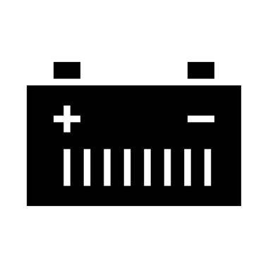 Beyaz arka plan üzerinde izole siyah glif pil 