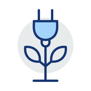 Beyaz arka plan üzerinde izole mavi ve gri renklerde fiş ile bitki