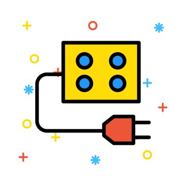 Akümülatör renkli semboller ile beyaz arka plan üzerinde fiş ile