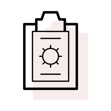 Kağıt ve bej gölge beyaz zemin üzerine izole güneş ile plaka