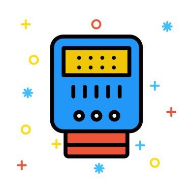 Makine ayarlarıyla renkli semboller ile beyaz arka plan üzerinde