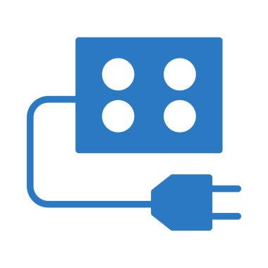 çizgi ve beyaz arka plan üzerinde izole mavi renk fiş ile soket 