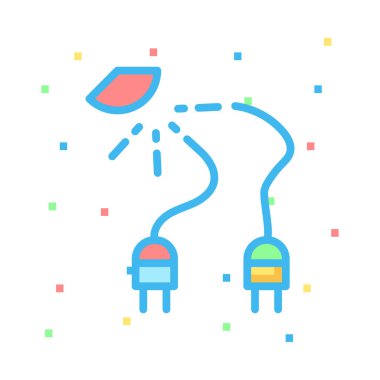 Beyaz arka plan ile renkli noktalar telleri ile prizler 