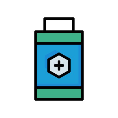 Yeşil ve mavi pil artı beyaz arka plan üzerinde izole işareti ile