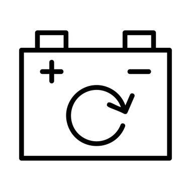 Beyaz arka plan üzerinde izole sembolleri ile siyah anahat akümülatör