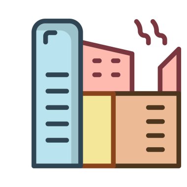 Beyaz arka plan üzerinde izole renkli fabrika